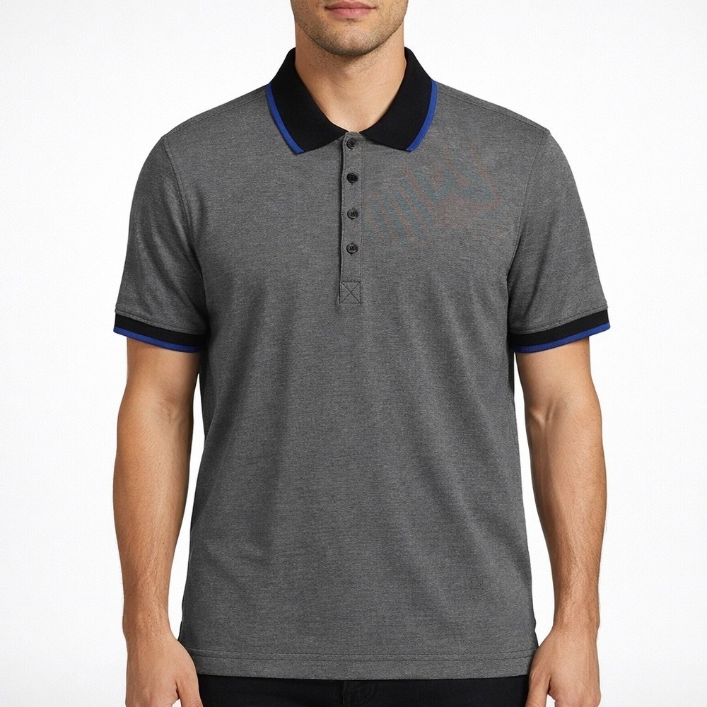 2(X)IST Men's Small Grey‎ Short Sleeve Polo Shirt Blue Trim New With Tags